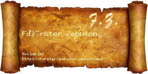 Fürster Zebulon névjegykártya